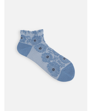 【ゴムくちソフト】お花フロートちょい長ショートソックス