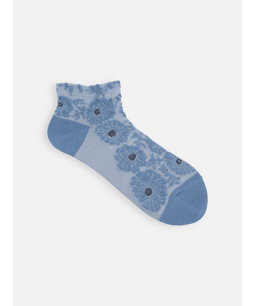 【ゴムくちソフト】お花フロートちょい長ショートソックス