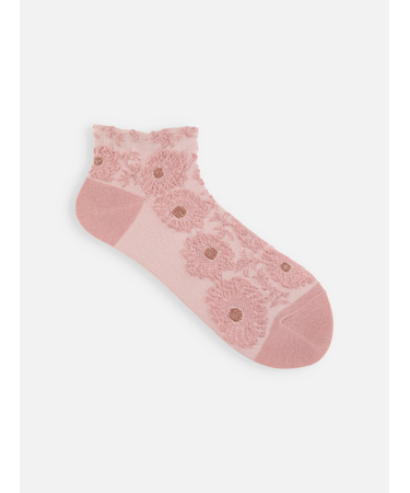 【ゴムくちソフト】お花フロートちょい長ショートソックス