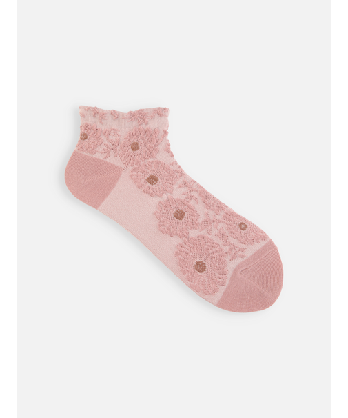 【ゴムくちソフト】お花フロートちょい長ショートソックス