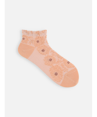 【ゴムくちソフト】お花フロートちょい長ショートソックス