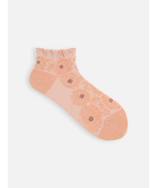 【ゴムくちソフト】お花フロートちょい長ショートソックス