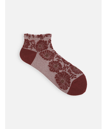 【ゴムくちソフト】お花フロートちょい長ショートソックス