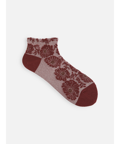 【ゴムくちソフト】お花フロートちょい長ショートソックス