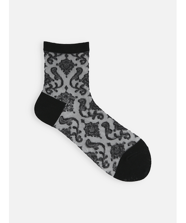 チュールダマスク柄ショートソックス