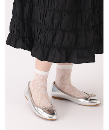 チュールダマスク柄ショートソックス