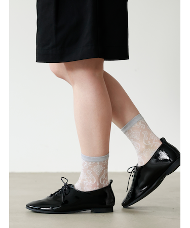 チュールダマスク柄ショートソックス