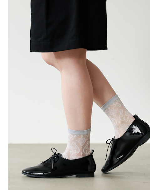 チュールダマスク柄ショートソックス