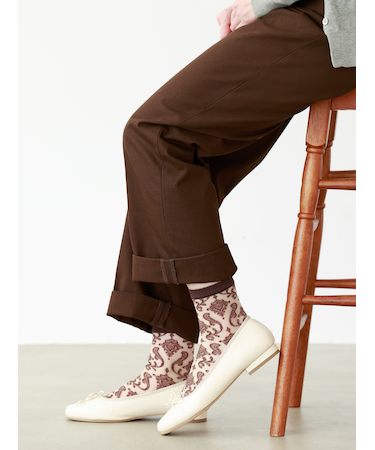 チュールダマスク柄ショートソックス