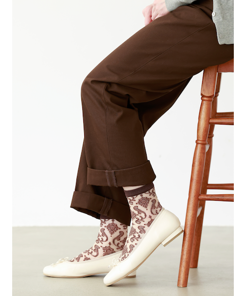 チュールダマスク柄ショートソックス