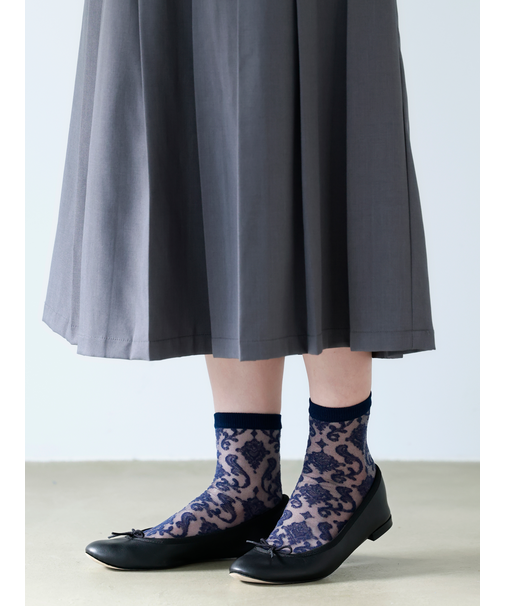 チュールダマスク柄ショートソックス