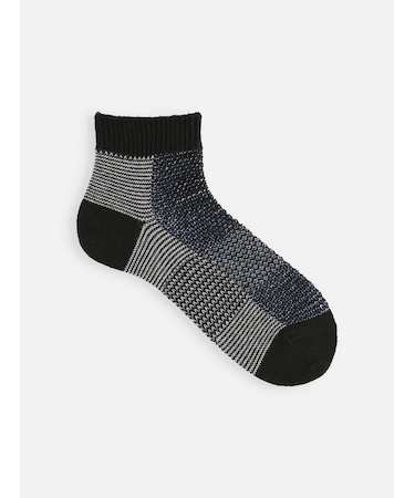 【Tabio MEN】綿麻ブロックメッシュショート丈ソックス