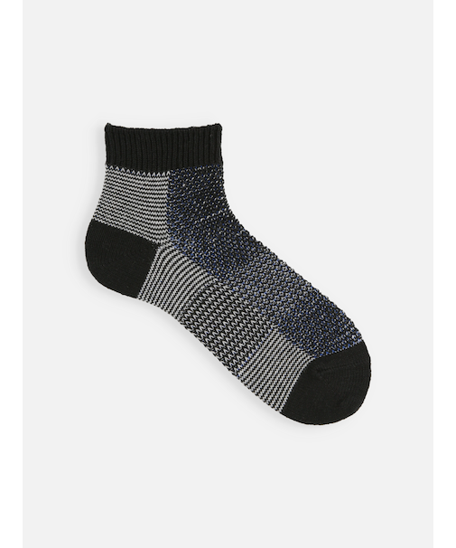 【Tabio MEN】綿麻ブロックメッシュショート丈ソックス
