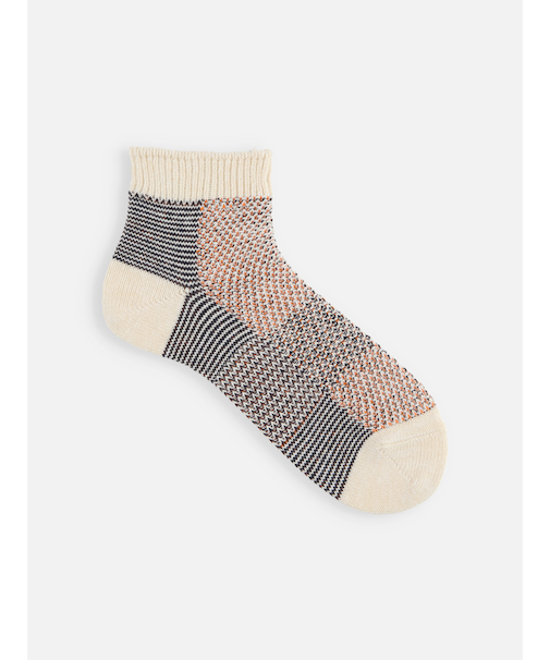 【Tabio MEN】綿麻ブロックメッシュショート丈ソックス