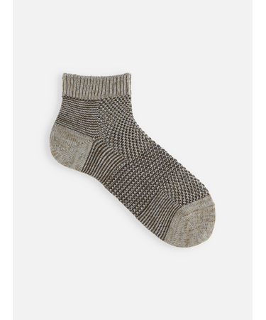 【Tabio MEN】綿麻ブロックメッシュショート丈ソックス