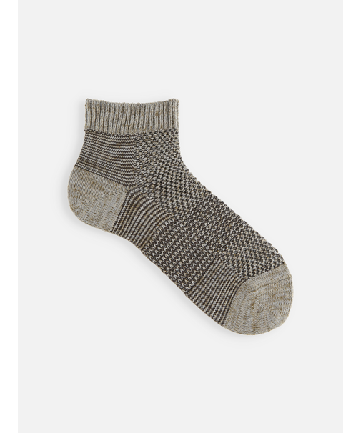【Tabio MEN】綿麻ブロックメッシュショート丈ソックス