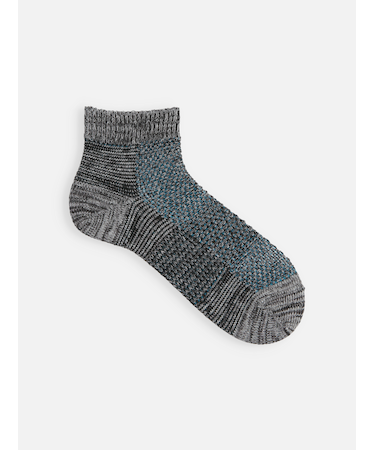 【Tabio MEN】綿麻ブロックメッシュショート丈ソックス