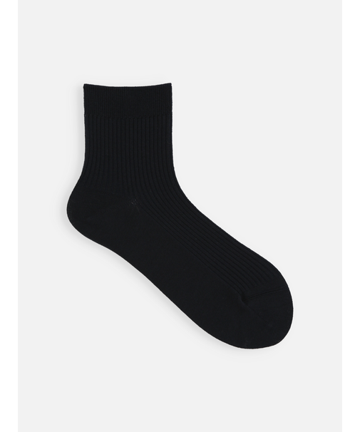 綿混2×2リブショートソックス