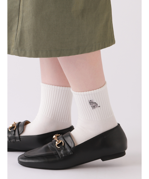 ねこ刺繍アメリブショートソックス