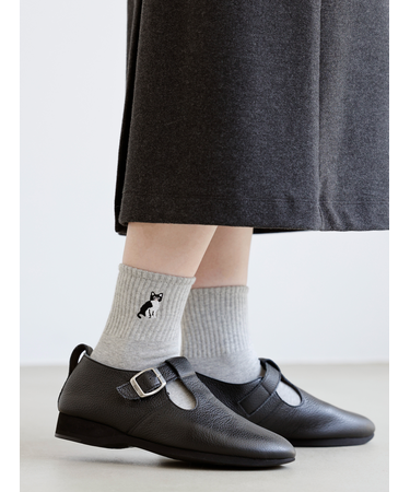 ねこ刺繍アメリブショートソックス