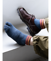 【Tabio MEN】折返し波柄パイル足袋ショート丈ソックス