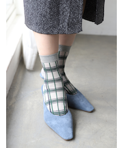 シアーグリッターラメチェックショートソックス