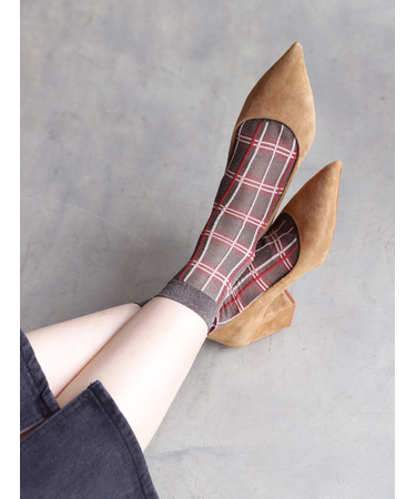 シアーグリッターラメチェックショートソックス