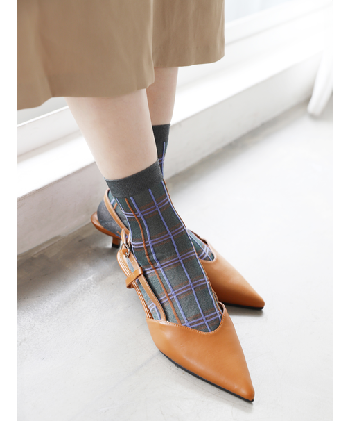 シアーグリッターラメチェックショートソックス