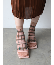 シアーグリッターラメチェックショートソックス