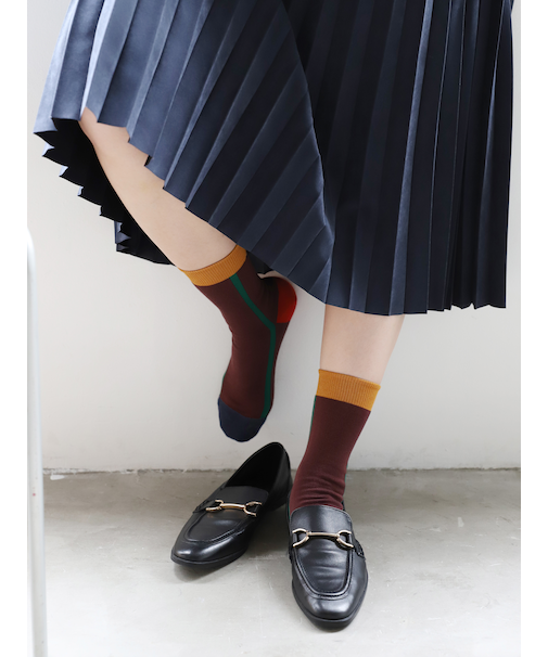カラーブロックショートソックス