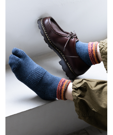【Tabio MEN】折返し波柄パイル足袋ショート丈ソックス(27.0～29.0cm)