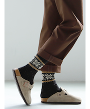 ネップ雪柄ショートソックス