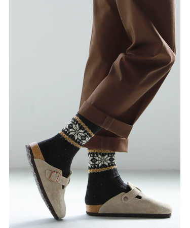 ネップ雪柄ショートソックス