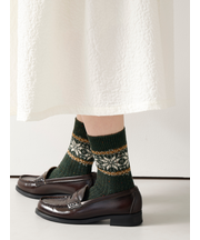 ネップ雪柄ショートソックス