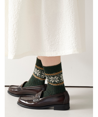 ネップ雪柄ショートソックス