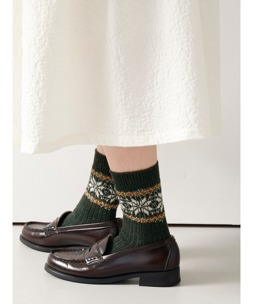 ネップ雪柄ショートソックス