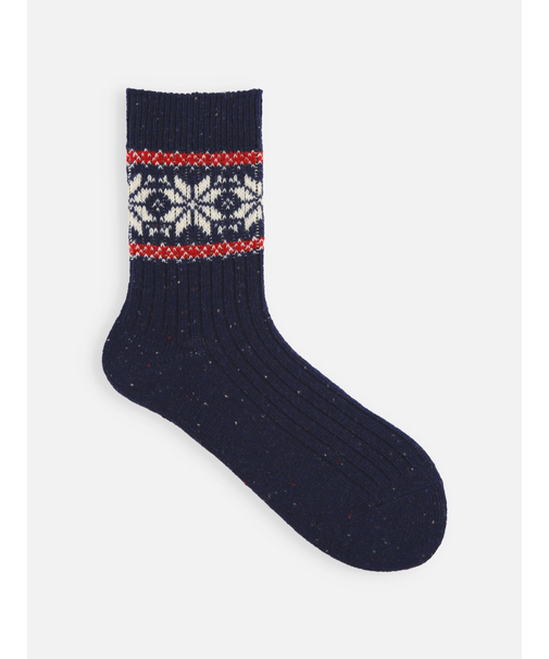 ネップ雪柄ショートソックス