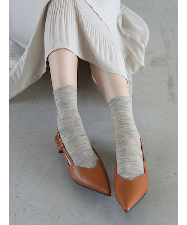 ハイゲージ梳毛ベタショートソックス