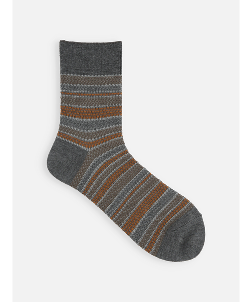 【Tabio MEN】ウールJQ鹿の子ボーダーショート丈ソックス