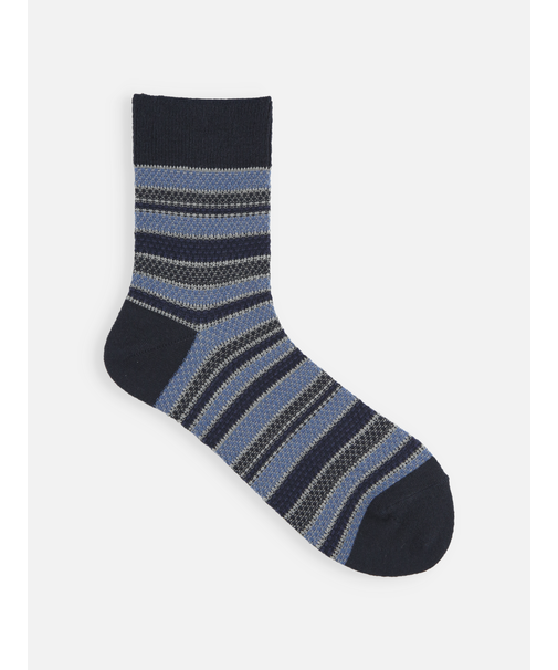 【Tabio MEN】ウールJQ鹿の子ボーダーショート丈ソックス