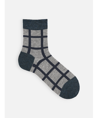 【Tabio MEN】WOOLウィンドウペインショート丈ソックス