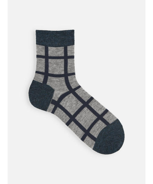 【Tabio MEN】WOOLウィンドウペインショート丈ソックス