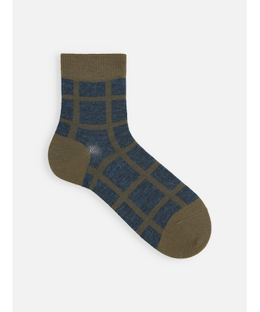 【Tabio MEN】WOOLウィンドウペインショート丈ソックス