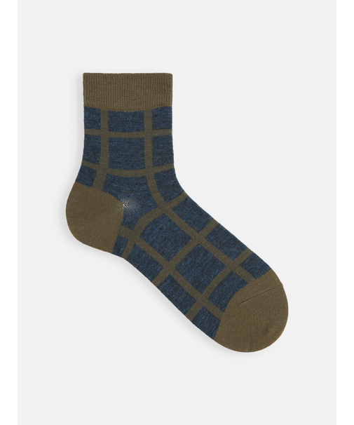 【Tabio MEN】WOOLウィンドウペインショート丈ソックス