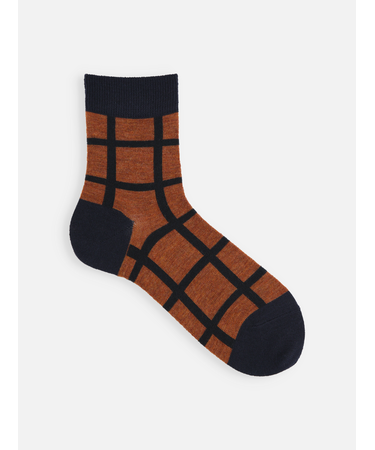 【Tabio MEN】WOOLウィンドウペインショート丈ソックス