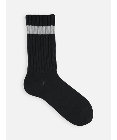 【Tabio MEN】バルキー綿混アメリブワンボーダークルー丈ソックス