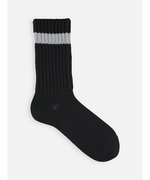 【Tabio MEN】バルキー綿混アメリブワンボーダークルー丈ソックス