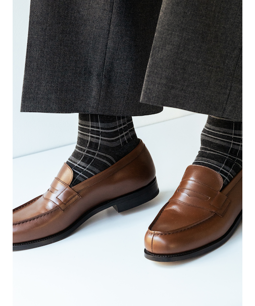 【Tabio MEN】WOOLドレスチェックレギュラー丈ソックス