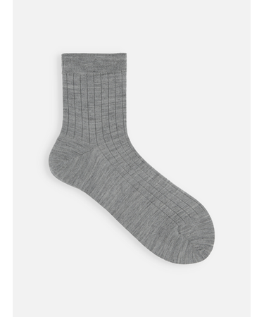 梳毛8×2リブショートソックス