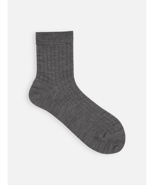 梳毛8×2リブショートソックス